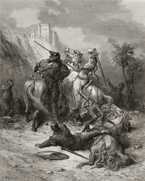 A Heroine Florine of Burgundy, illustration from 'Bibliotheque des Croisades' by J-F. Michaud, 1877 (litho)