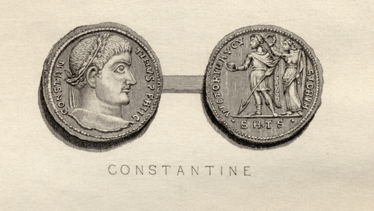 Solidus coin from the time of Constantine I (engraving)