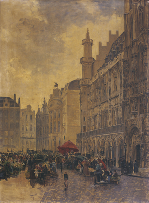 The Grande Place in Brussels, 1890 (oil on canvas)