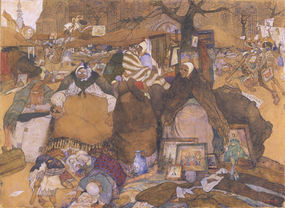 The Old Market in Ghent, 1922 (w/c on paper)