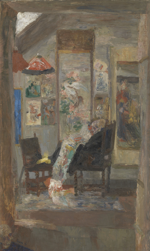 Skeleton Looking at Chinoiseries, 1885 (oil on canvas)