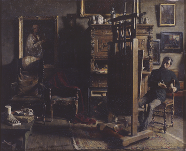 The Studio of the Painter Jules Lambeaux, 1885 (oil on canvas)