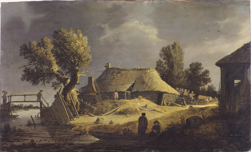Landscape with a Farmhouse (oil on panel)