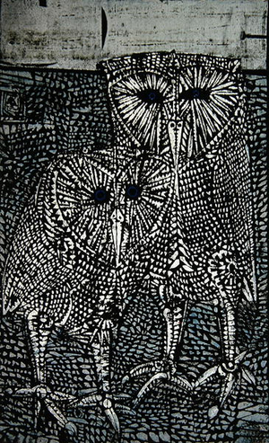 Owls, 1957 (woodcut)