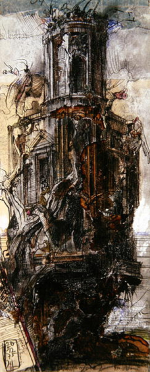 La Conocchia, 20th December 1975 (pencil & colour pencil on paper)