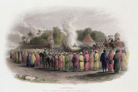A Suttee, pub. by James A. Virtue (engraving)