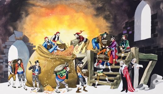 A Large Sack of Gold, illustration from 'Michael and the Mighty Men' (gouache on paper)