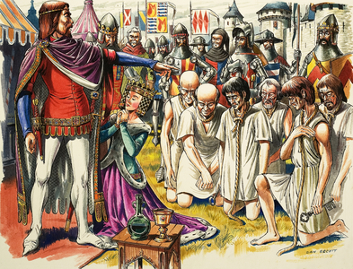 Burghers of Calais and King Edward III of England in 1347 (gouache on paper)