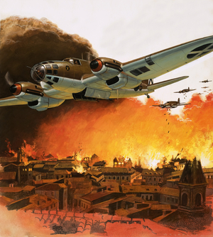 The destruction of Guernica during the Spanish Civil War