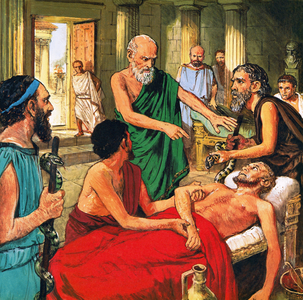 Hippocrates discouraging the use of primitive medical techniques