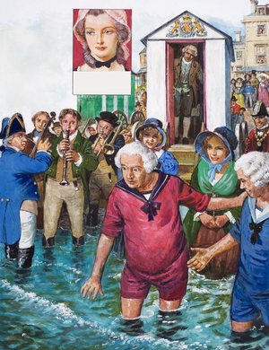 King George III bathing (gouache on paper)