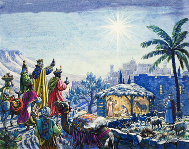 Three Wise Men (gouache on paper)