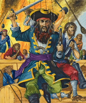 Blackbeard (c.1680-1718) (gouache on paper)