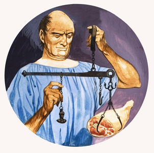 Weighing meat in Roman Britain