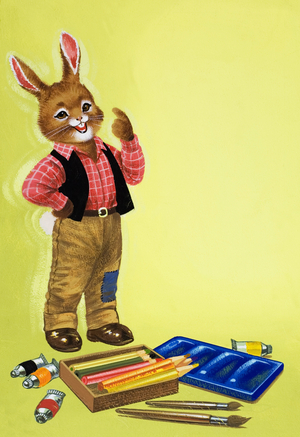 Brer Rabbit with a Paintbox (gouache on paper)