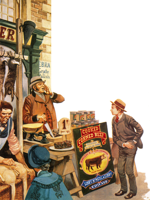 Corned beef being sold in England in 1870