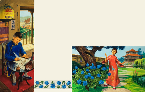 Two Scenes of Chinese Life in a Noble Family (gouache on paper)