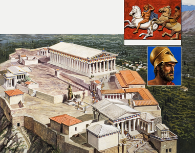 The Acropolis and Parthenon, 1981 (gouache on paper)