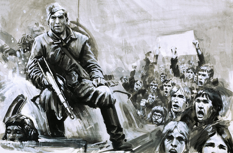 Unidentified soldier on tank