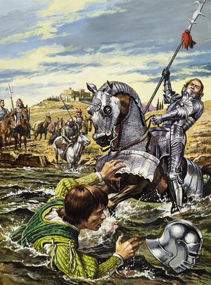 Knight on Horseback (gouache on paper)