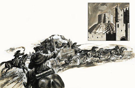 Highwaymen give chase to a coach