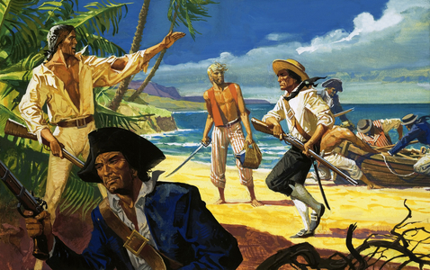 Mutineers from The Bounty land on Pitcairn Island