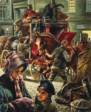 A horse-drawn mailcoach