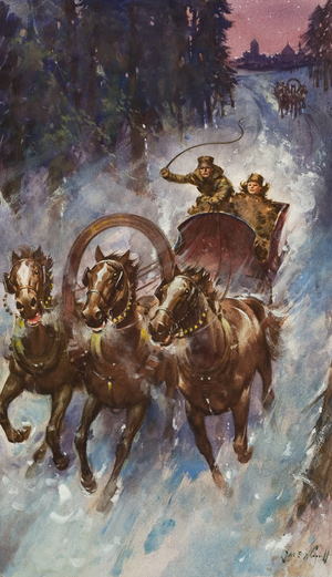 Sleigh Ride (gouache on paper)