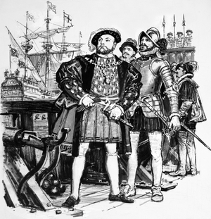 Henry VIII who built up England's navy from a mere seven to eighty-five vessels