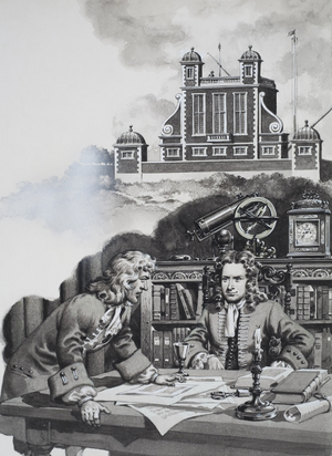 Halley enquiring of Newton (gouache on paper)