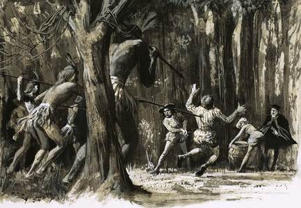 Will Adams' crew under attack from Indians