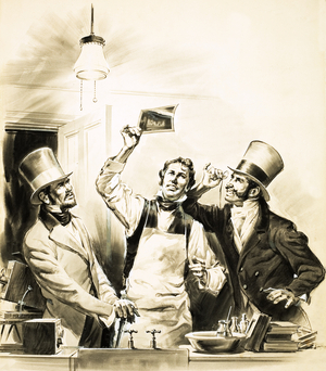Fox Talbot discovers photographic printing, 1962 (gouache on paper)