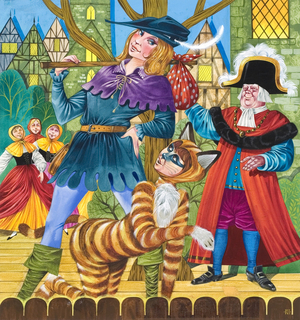 Scene from the pantomime Dick Whittington (gouache on paper)