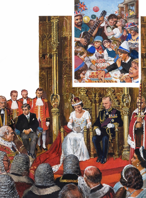 Elizabeth II and The State Opening of Parliament, 1981 (gouache)