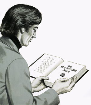 Man reading the New English Bible