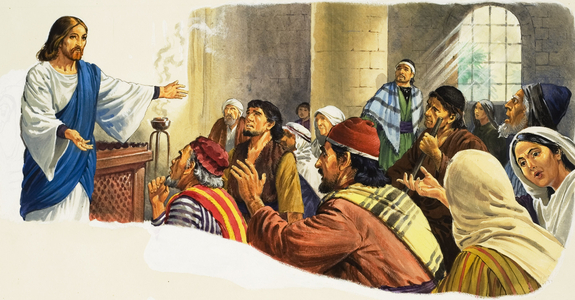 Christ Preaching (gouache on paper)