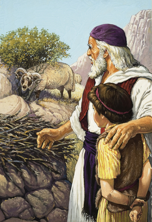 The Sacrifice of Isaac (gouache on paper)