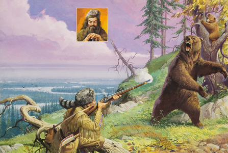 Daniel Boone (1734-1820) Blazes the Wilderness Trail (gouache on paper)