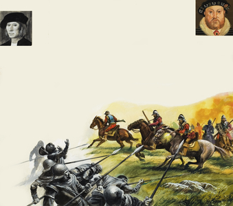 Slaughter on the Battlefield of Flodden in 1513 (gouache on paper)