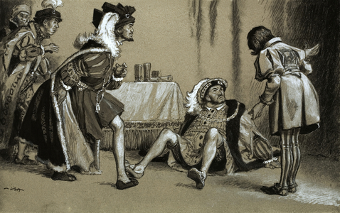 King Henry VIII having been thrown to the ground by king Francis I