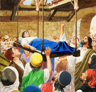 The Miracles of Jesus: Healing the Lame Man (gouache on paper)