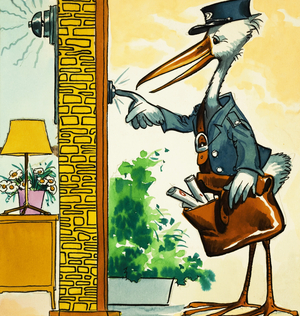 Postman stork rings the bell