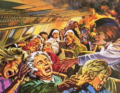 Barbara Harrison helping passengers escape