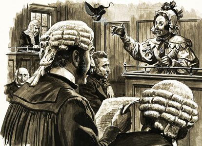 Unidentified woman throwing boot in court