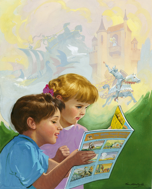 Boy and girl reading