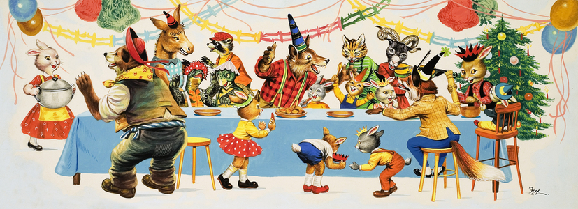 Brer Rabbit at a Party (gouache on paper)