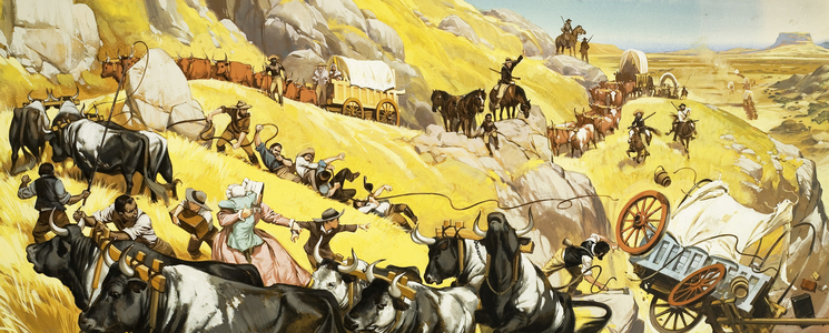 Unidentified wild west scene. Oklahoma trail (?)
