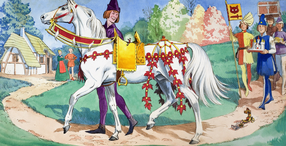 Tom Thumb riding a Horse, 1957 (gouache on paper)