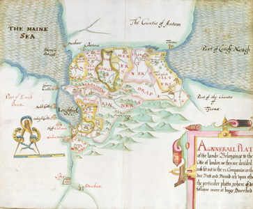 MS 634 ff1v-2 A General View of the Lands Belonging to the City of London, from 'A Survey of the Estate of the Plantation of the County of Londonderry Taken in 1624 by Sir Thomas Phillips' (vellum)