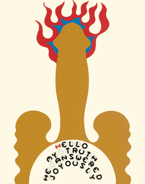 "Hello my truth", leaf 20 from 'DMT 42' by Galina Golikova, 1969 (screenprint)